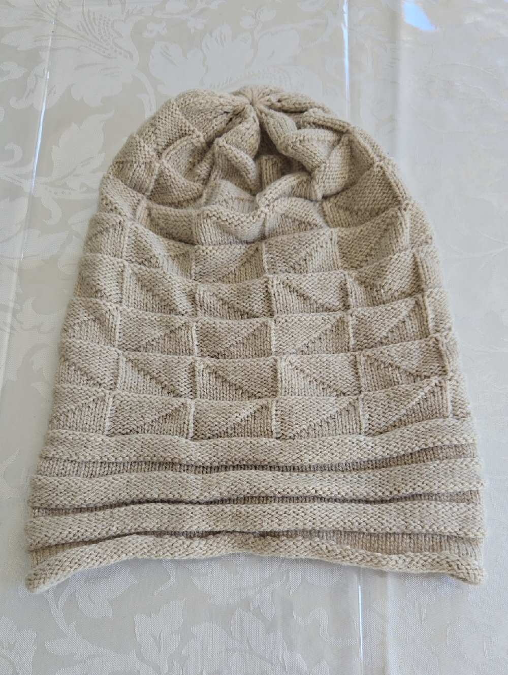 Neutral Knit Beanie Hat - Beige